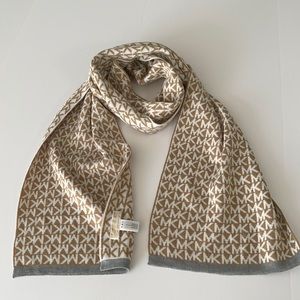 Michael Kors Scarf Tan and White with grey at both ends